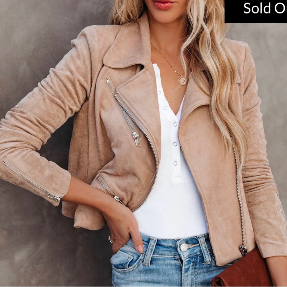 Vici soft faux suede camel Moto jacket